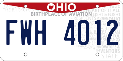 OH license plate FWH4012
