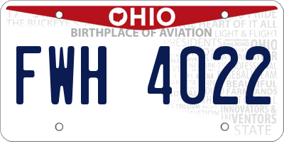 OH license plate FWH4022