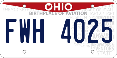 OH license plate FWH4025