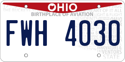 OH license plate FWH4030
