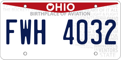 OH license plate FWH4032