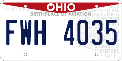 OH license plate FWH4035