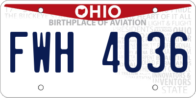 OH license plate FWH4036