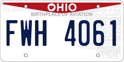 OH license plate FWH4061