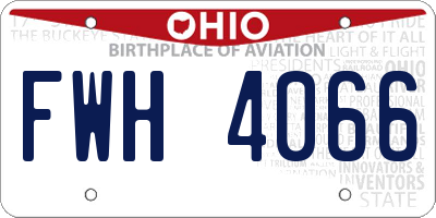 OH license plate FWH4066
