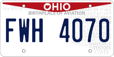 OH license plate FWH4070