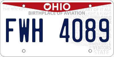 OH license plate FWH4089
