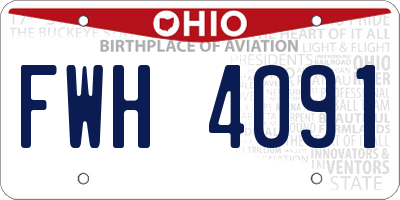 OH license plate FWH4091
