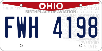 OH license plate FWH4198