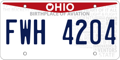 OH license plate FWH4204