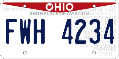 OH license plate FWH4234