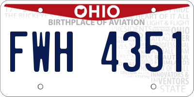 OH license plate FWH4351
