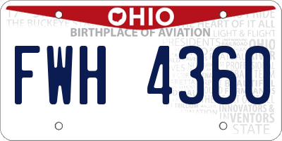OH license plate FWH4360