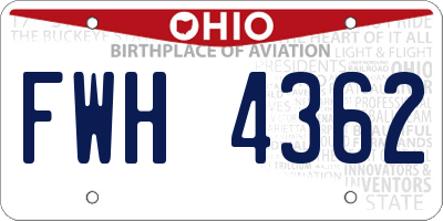 OH license plate FWH4362