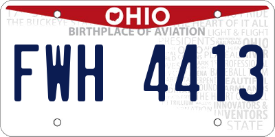 OH license plate FWH4413