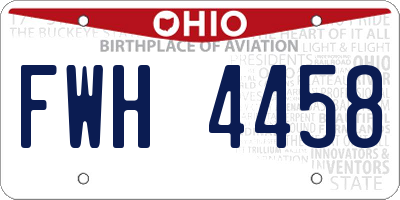 OH license plate FWH4458