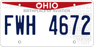 OH license plate FWH4672