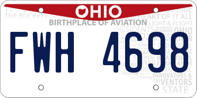 OH license plate FWH4698