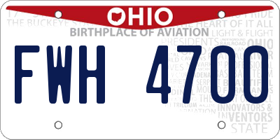 OH license plate FWH4700