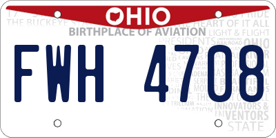 OH license plate FWH4708