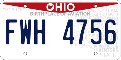 OH license plate FWH4756