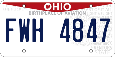 OH license plate FWH4847
