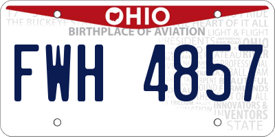 OH license plate FWH4857