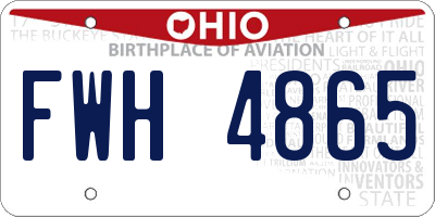 OH license plate FWH4865