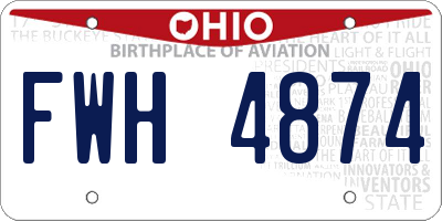 OH license plate FWH4874
