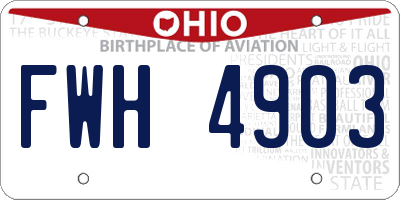 OH license plate FWH4903