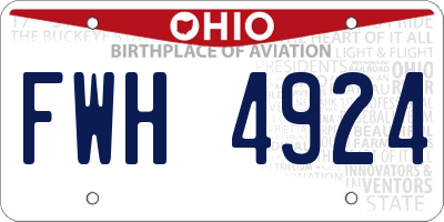 OH license plate FWH4924