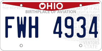 OH license plate FWH4934