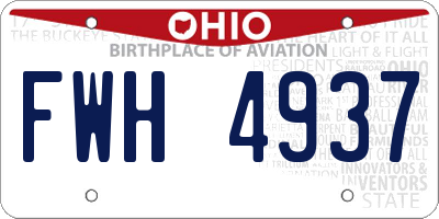 OH license plate FWH4937