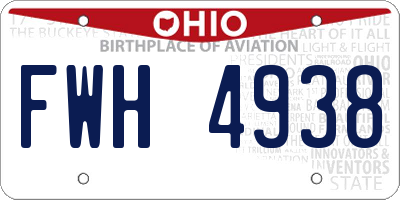 OH license plate FWH4938