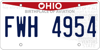 OH license plate FWH4954