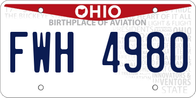 OH license plate FWH4980