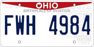 OH license plate FWH4984