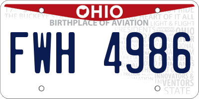 OH license plate FWH4986
