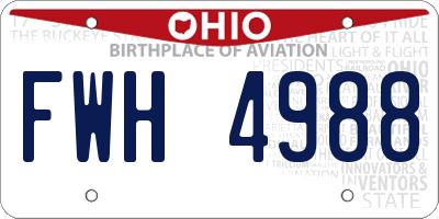 OH license plate FWH4988