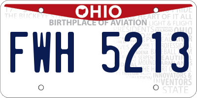 OH license plate FWH5213