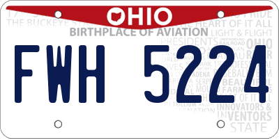 OH license plate FWH5224