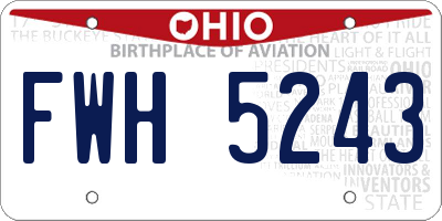 OH license plate FWH5243