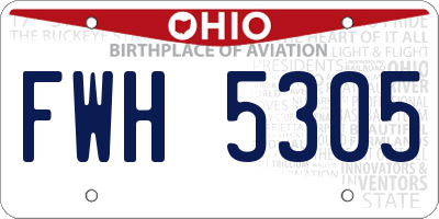 OH license plate FWH5305