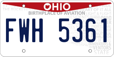 OH license plate FWH5361