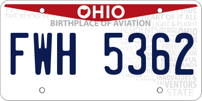 OH license plate FWH5362