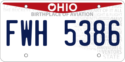 OH license plate FWH5386