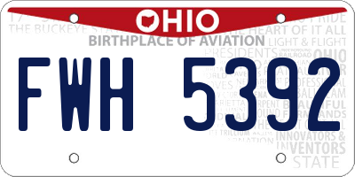 OH license plate FWH5392