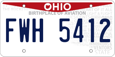 OH license plate FWH5412