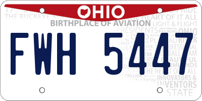 OH license plate FWH5447