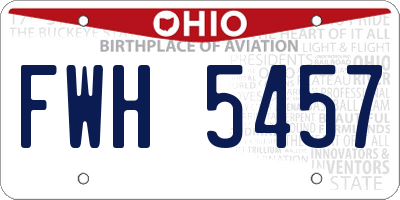 OH license plate FWH5457